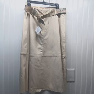Zara Tan Leather Skirt With Belt